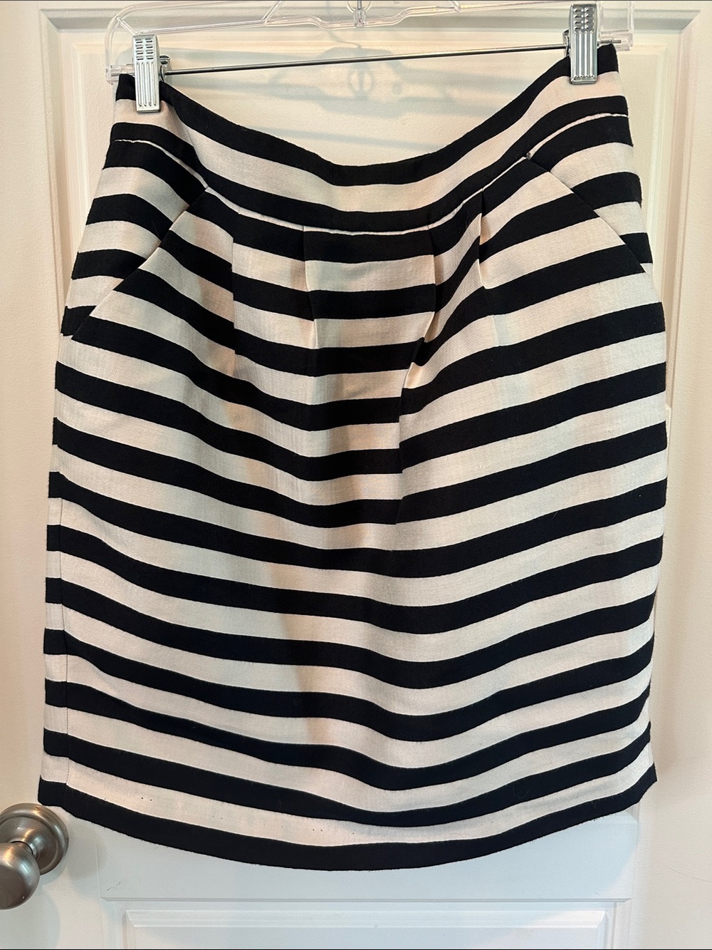 Banana Republic Black and White Striped Pencil Skirt